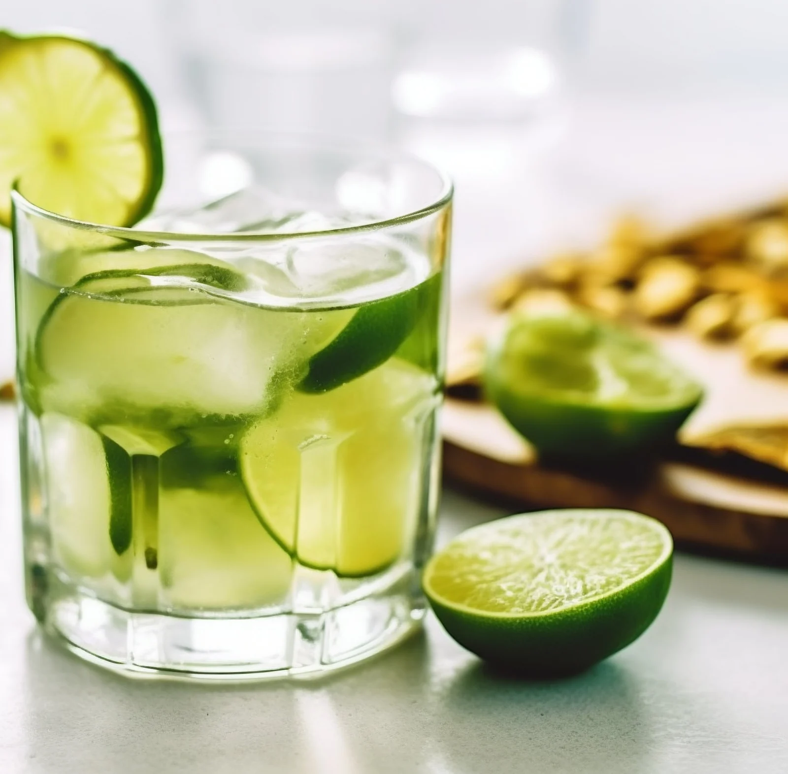 Caipirinha com limão e gelo
